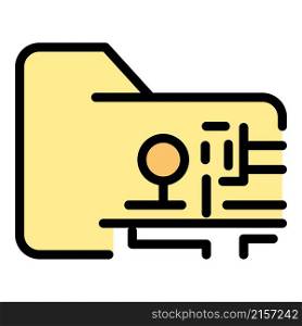 Folder and electronic board icon. Outline folder and electronic board vector icon color flat isolated. Folder and electronic board icon color outline vector