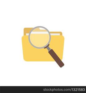 Folder and magnifier flat. Vector illustration object. Search icon vector. Business data. Folder and magnifier flat. Vector illustration object. Search icon vector.