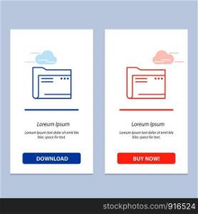 Folder, Archive, Computer, Document, Empty, File, Storage Blue and Red Download and Buy Now web Widget Card Template