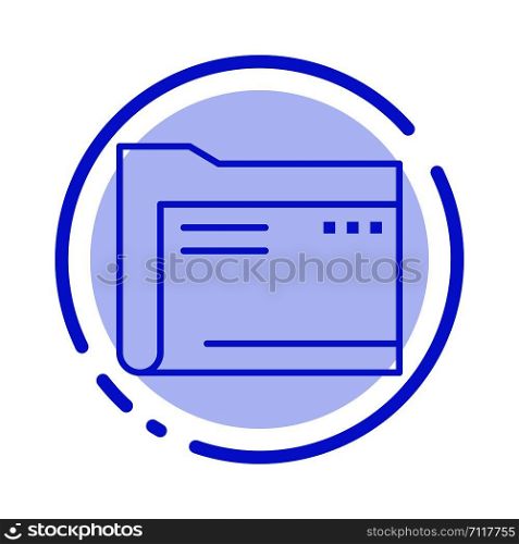 Folder, Archive, Computer, Document, Empty, File, Storage Blue Dotted Line Line Icon