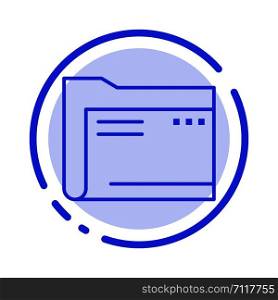 Folder, Archive, Computer, Document, Empty, File, Storage Blue Dotted Line Line Icon