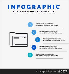 Folder, Archive, Computer, Document, Empty, File, Storage Line icon with 5 steps presentation infographics Background