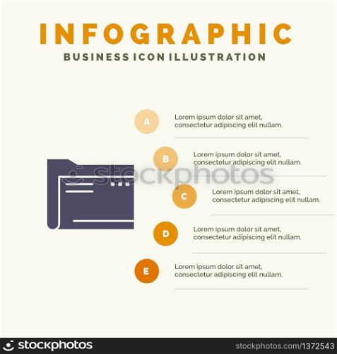 Folder, Archive, Computer, Document, Empty, File, Storage Solid Icon Infographics 5 Steps Presentation Background