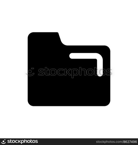 Folder black glyph ui icon. Online files storage. Digital information. User interface design. Silhouette symbol on white space. Solid pictogram for web, mobile. Isolated vector illustration. Folder black glyph ui icon