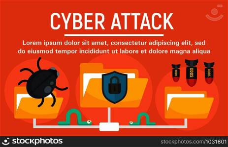 Folder cyber attack concept banner. Flat illustration of folder cyber attack vector concept banner for web design. Folder cyber attack concept banner, flat style