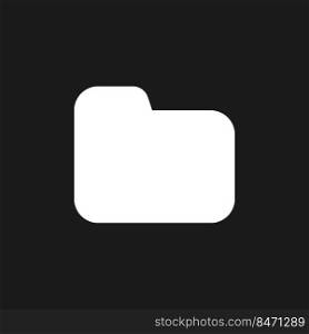 Folder dark mode glyph ui icon. Files storage. Desktop application. User interface design. White silhouette symbol on black space. Solid pictogram for web, mobile. Vector isolated illustration. Folder dark mode glyph ui icon