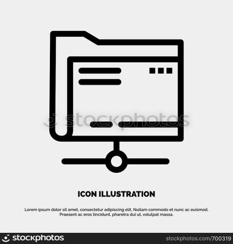 Folder, Data, Server, Storage Vector Line Icon