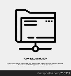 Folder, Data, Server, Storage Vector Line Icon
