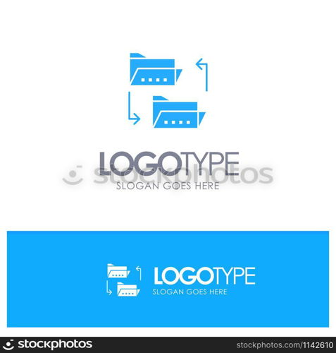 Folder, Document, File, File Sharing, Sharing Blue Solid Logo with place for tagline