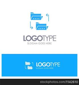 Folder, Document, File, File Sharing, Sharing Blue Solid Logo with place for tagline
