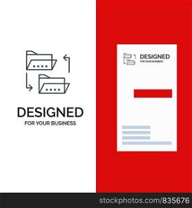 Folder, Document, File, File Sharing, Sharing Grey Logo Design and Business Card Template