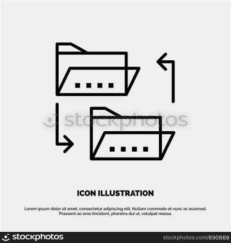Folder, Document, File, File Sharing, Sharing Line Icon Vector