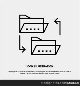 Folder, Document, File, File Sharing, Sharing Line Icon Vector