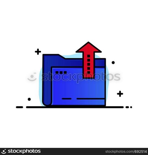 Folder, Document, File, Storage Business Flat Line Filled Icon Vector Banner Template