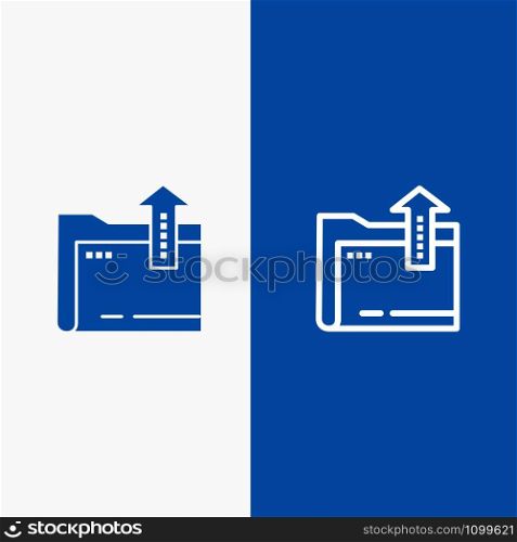 Folder, Document, File, Storage Line and Glyph Solid icon Blue banner