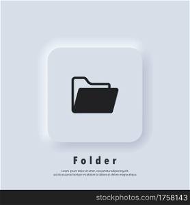 Folder document icon. Folder logo. Vector. UI icon. Neumorphic UI UX white user interface web button.