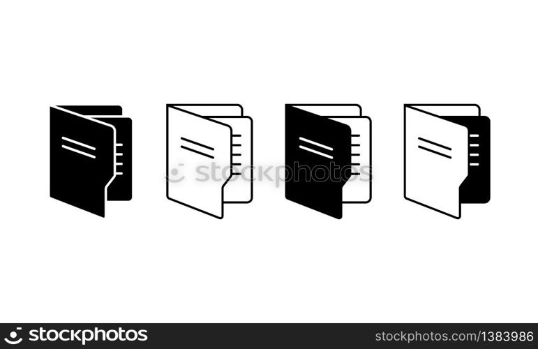 Folder document icon set in black simple design on an isolated white background. EPS 10 vector.. Folder document icon set in black simple design on an isolated white background. EPS 10 vector