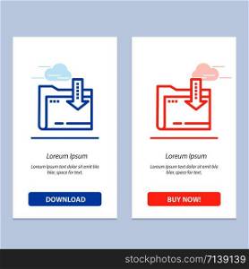 Folder, Download, Computing, Arrow Blue and Red Download and Buy Now web Widget Card Template