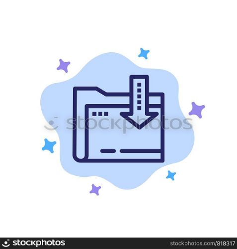 Folder, Download, Computing, Arrow Blue Icon on Abstract Cloud Background