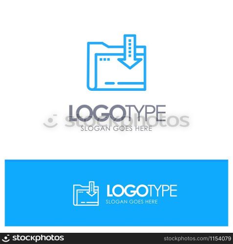 Folder, Download, Computing, Arrow Blue Logo Line Style