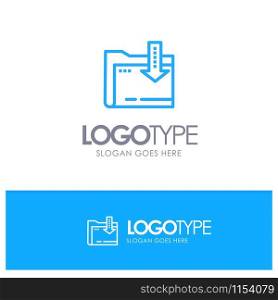 Folder, Download, Computing, Arrow Blue Logo Line Style