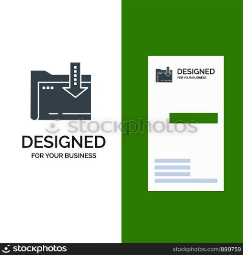 Folder, Download, Computing, Arrow Grey Logo Design and Business Card Template