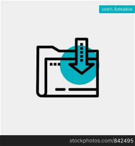 Folder, Download, Computing, Arrow turquoise highlight circle point Vector icon