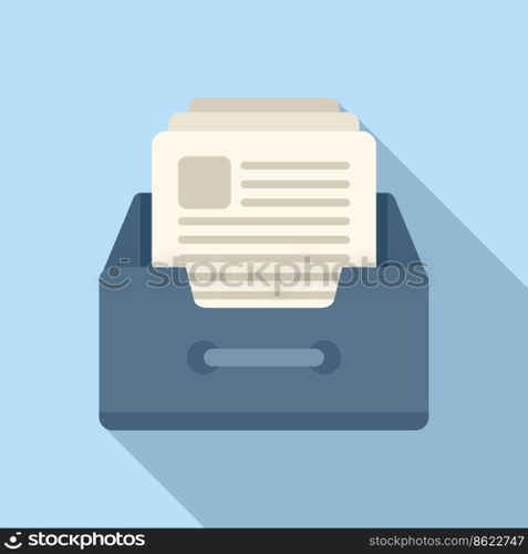 Folder drawer icon flat vector. Software system. Client access. Folder drawer icon flat vector. Software system