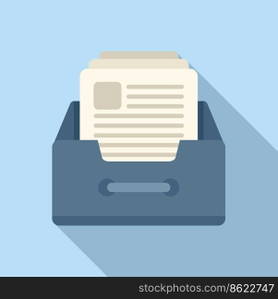 Folder drawer icon flat vector. Software system. Client access. Folder drawer icon flat vector. Software system