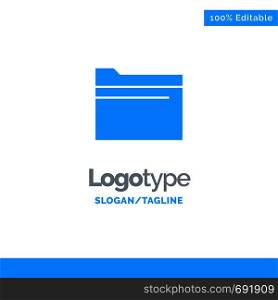 Folder, File, Data, Storage Blue Solid Logo Template. Place for Tagline