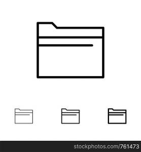Folder, File, Data, Storage Bold and thin black line icon set