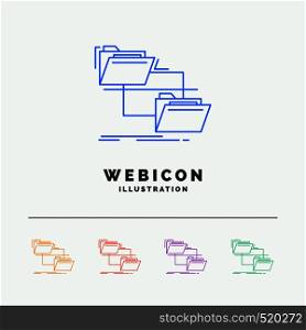 folder, file, management, move, copy 5 Color Line Web Icon Template isolated on white. Vector illustration. Vector EPS10 Abstract Template background