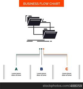 folder, file, management, move, copy Business Flow Chart Design with 3 Steps. Glyph Icon For Presentation Background Template Place for text.. Vector EPS10 Abstract Template background