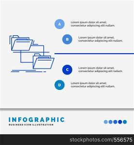 folder, file, management, move, copy Infographics Template for Website and Presentation. Line Blue icon infographic style vector illustration. Vector EPS10 Abstract Template background