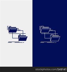folder, file, management, move, copy Line and Glyph web Button in Blue color Vertical Banner for UI and UX, website or mobile application. Vector EPS10 Abstract Template background