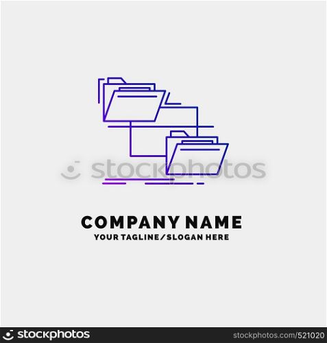 folder, file, management, move, copy Purple Business Logo Template. Place for Tagline. Vector EPS10 Abstract Template background