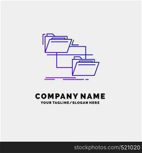 folder, file, management, move, copy Purple Business Logo Template. Place for Tagline. Vector EPS10 Abstract Template background