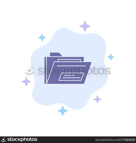 Folder, File, Zip, Rar, Blue Icon on Abstract Cloud Background