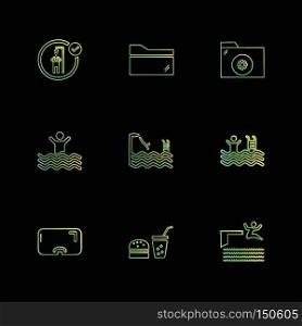 folder ,files , summer , beach , picnic , drinks , shorts , swimming,  hot , surffing , games , sports , icon, vector, design,  flat,  collection, style, creative,  icons