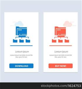 Folder, Folders, Network, Computing  Blue and Red Download and Buy Now web Widget Card Template