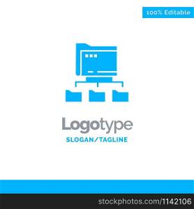 Folder, Folders, Network, Computing Blue Business Logo Template