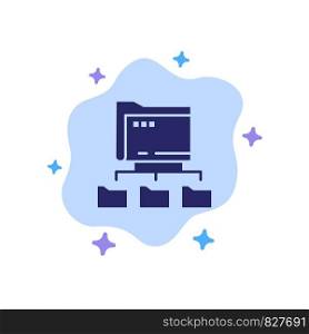 Folder, Folders, Network, Computing Blue Icon on Abstract Cloud Background