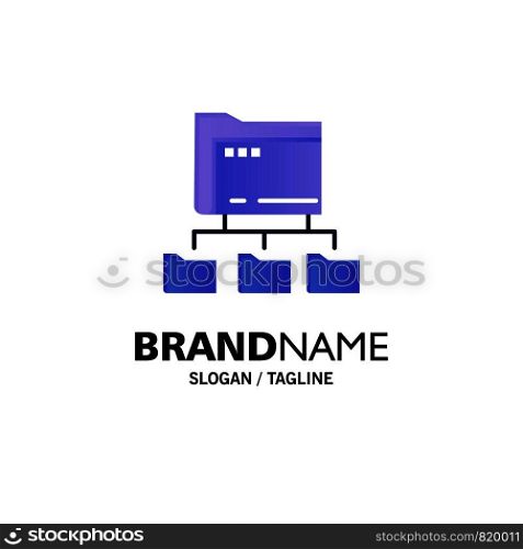 Folder, Folders, Network, Computing Business Logo Template. Flat Color