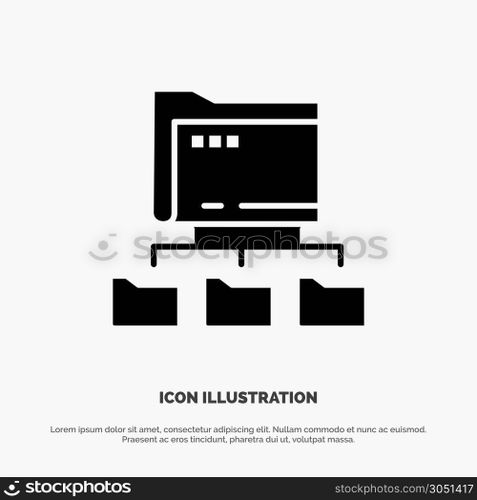 Folder, Folders, Network, Computing Solid Black Glyph Icon