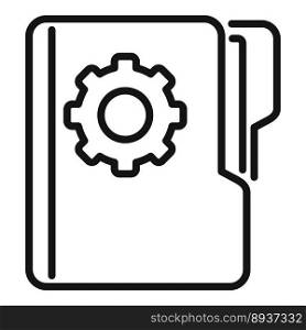 Folder guide icon outline vector. Project book. Gear page. Folder guide icon outline vector. Project book