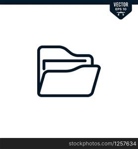 Folder icon collection in outlined or line art style, editable stroke vector