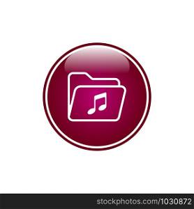 Folder Icon Vector Inside Glossy Circle Template