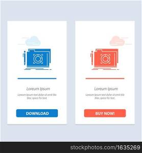 Folder, Lock, Target, File  Blue and Red Download and Buy Now web Widget Card Template