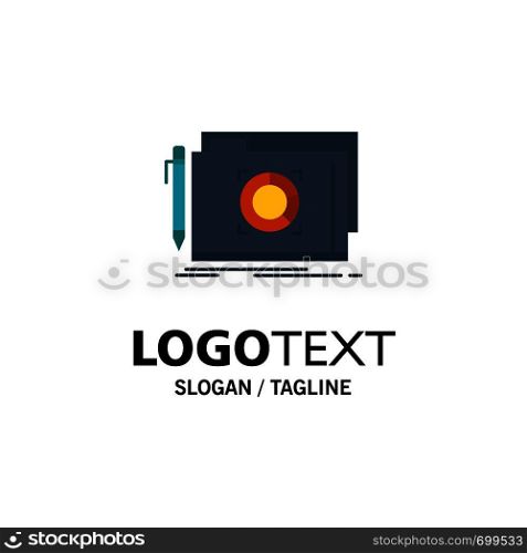 Folder, Lock, Target, File Business Logo Template. Flat Color