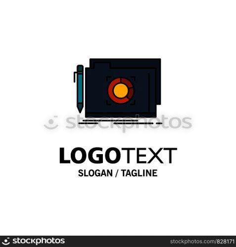 Folder, Lock, Target, File Business Logo Template. Flat Color